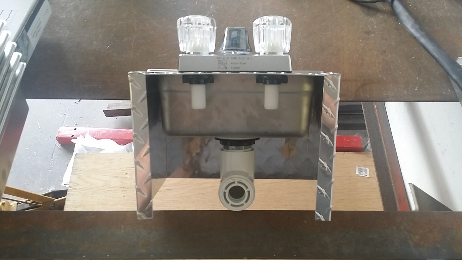 SMALL HAND WASH SINK - CART SIZE - DIAMOND PLATE - Image 3