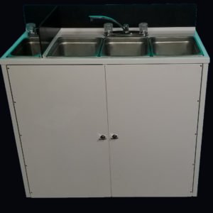 4 COMPARTMENT SELF CONTAINED PORTABLE SINK -110v ELECTRIC POWDER COAT FINISH