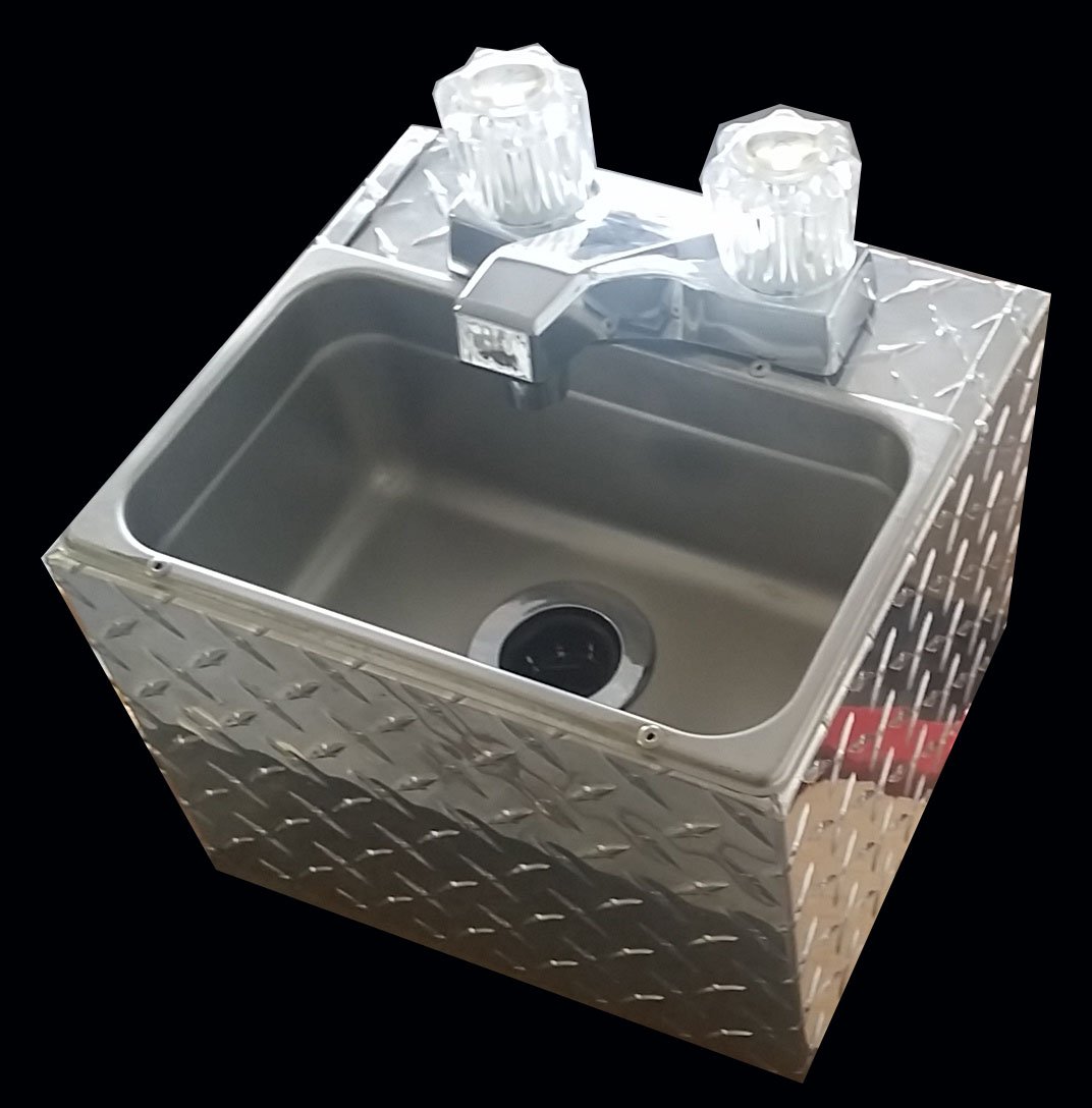 SMALL HAND WASH SINK - CART SIZE - DIAMOND PLATE
