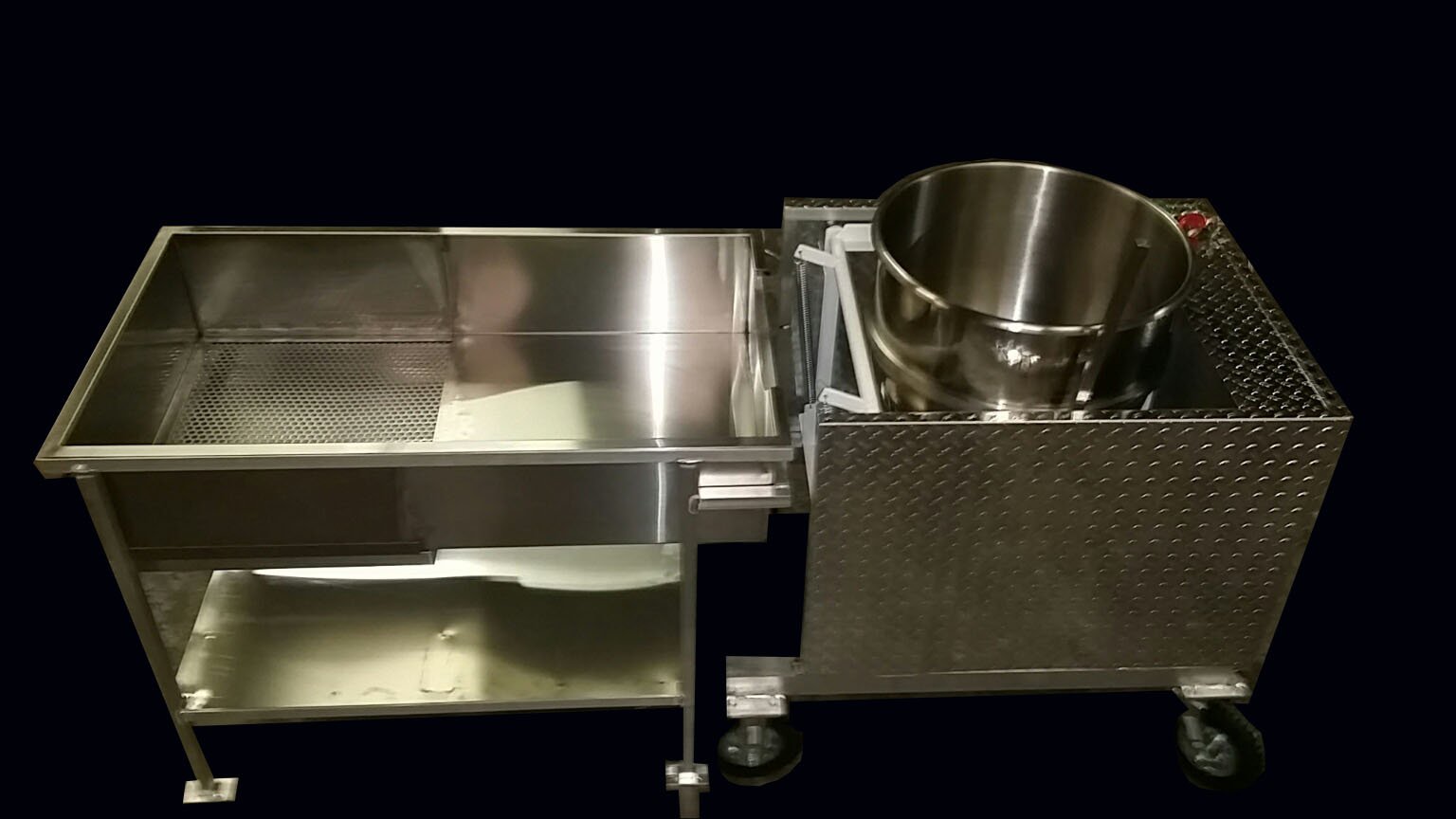 DELUXE PORTABLE 80QT. KETTLE CORN MACHINE WITH AUTO STIR AND SIFTING TABLE