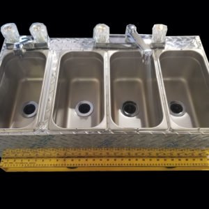 LARGE CART SIZE 4 COMPARTMENT SINK - DIAMOND PLATE - WALL MOUNT