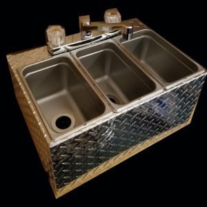 SMALL CART SIZE 3 COMPARTMENT SINK - ALUMINUM